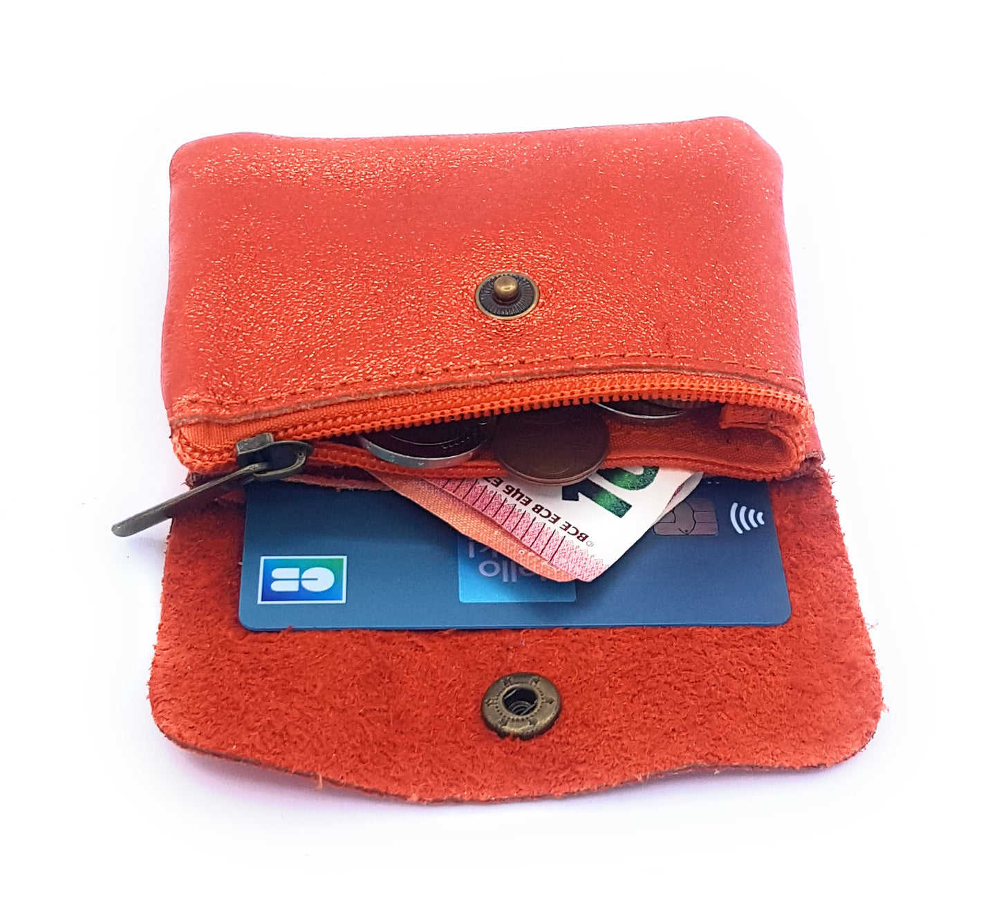 Aponi iridescent leather purse ~ Orange