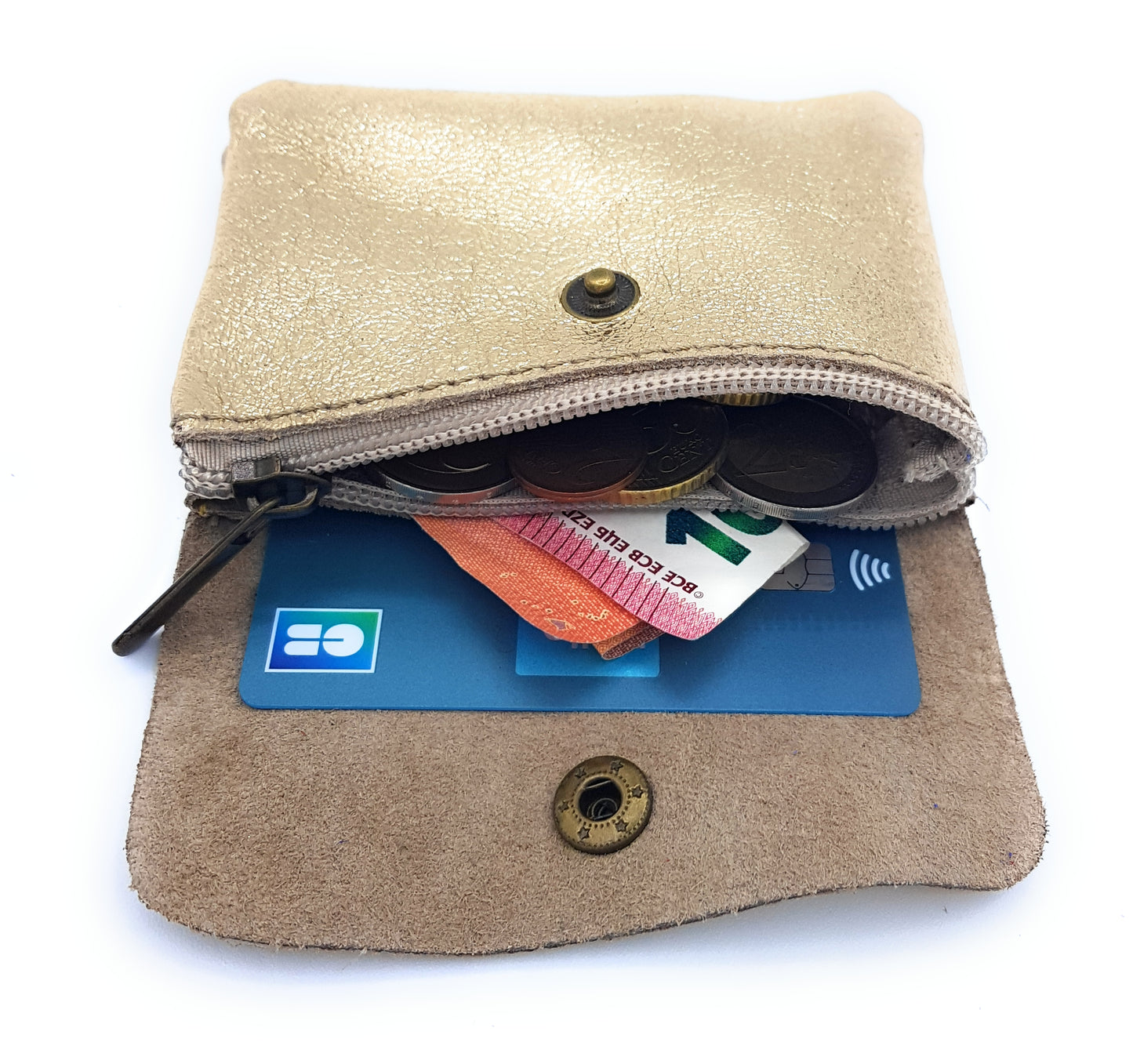 Aponi iridescent leather purse ~ Gold