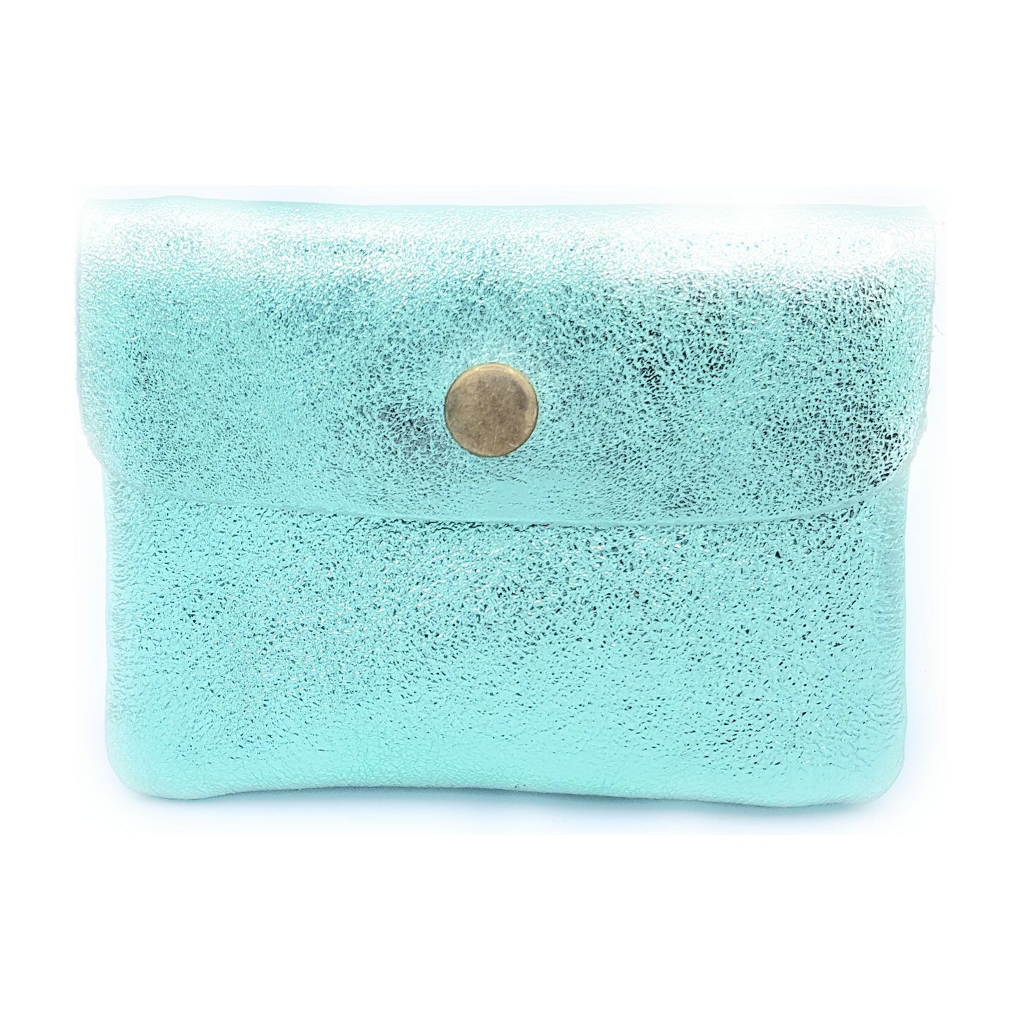 Aponi iridescent leather purse ~ Almond green