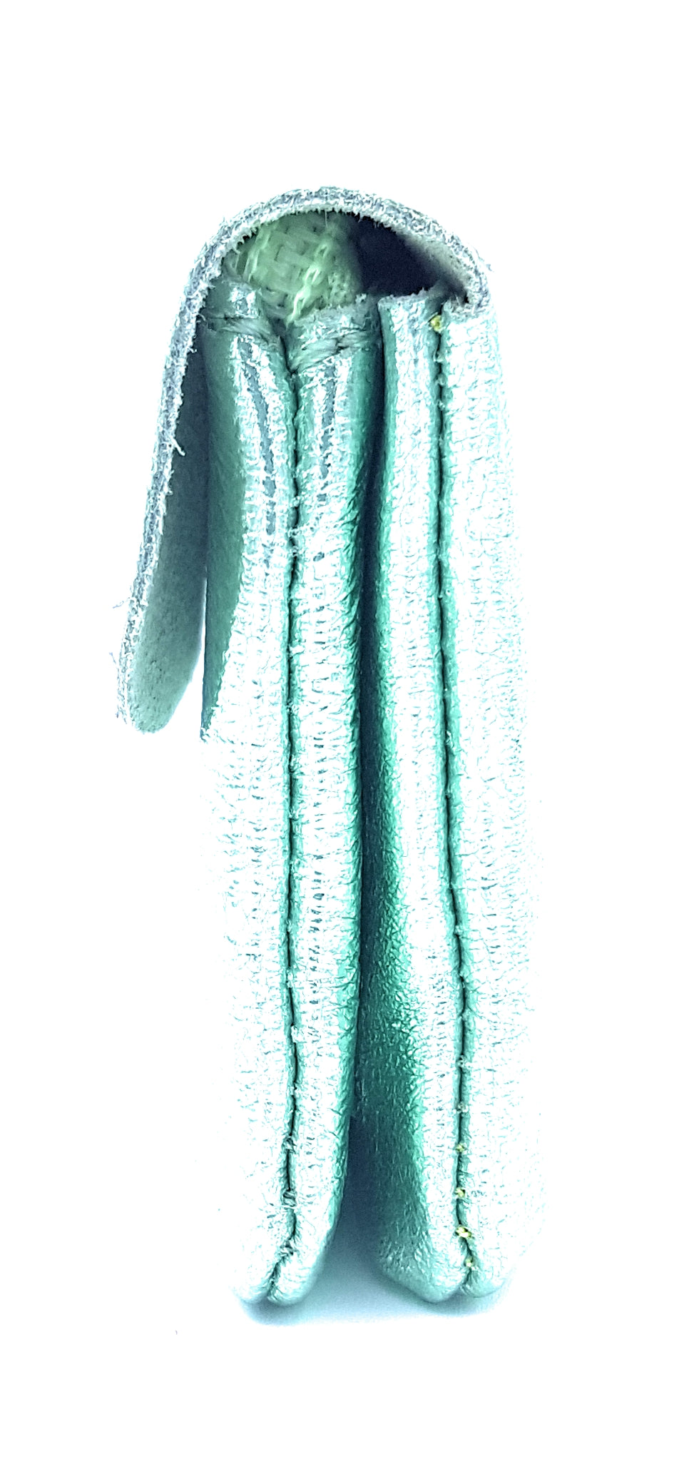 Aponi iridescent leather purse ~ Almond green