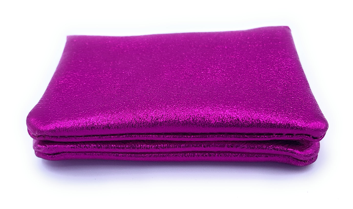 Porte-monnaie Aponi cuir irisé ~ Fuchsia