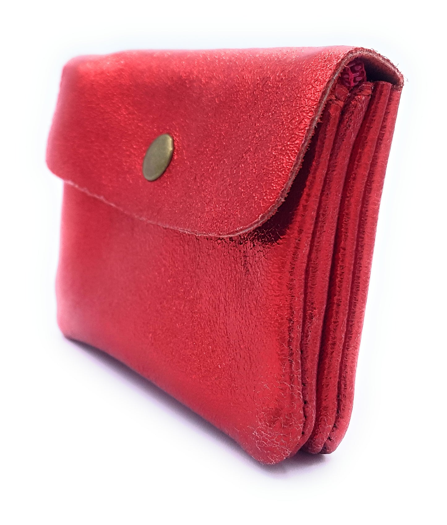 Aponi iridescent leather purse ~ Red