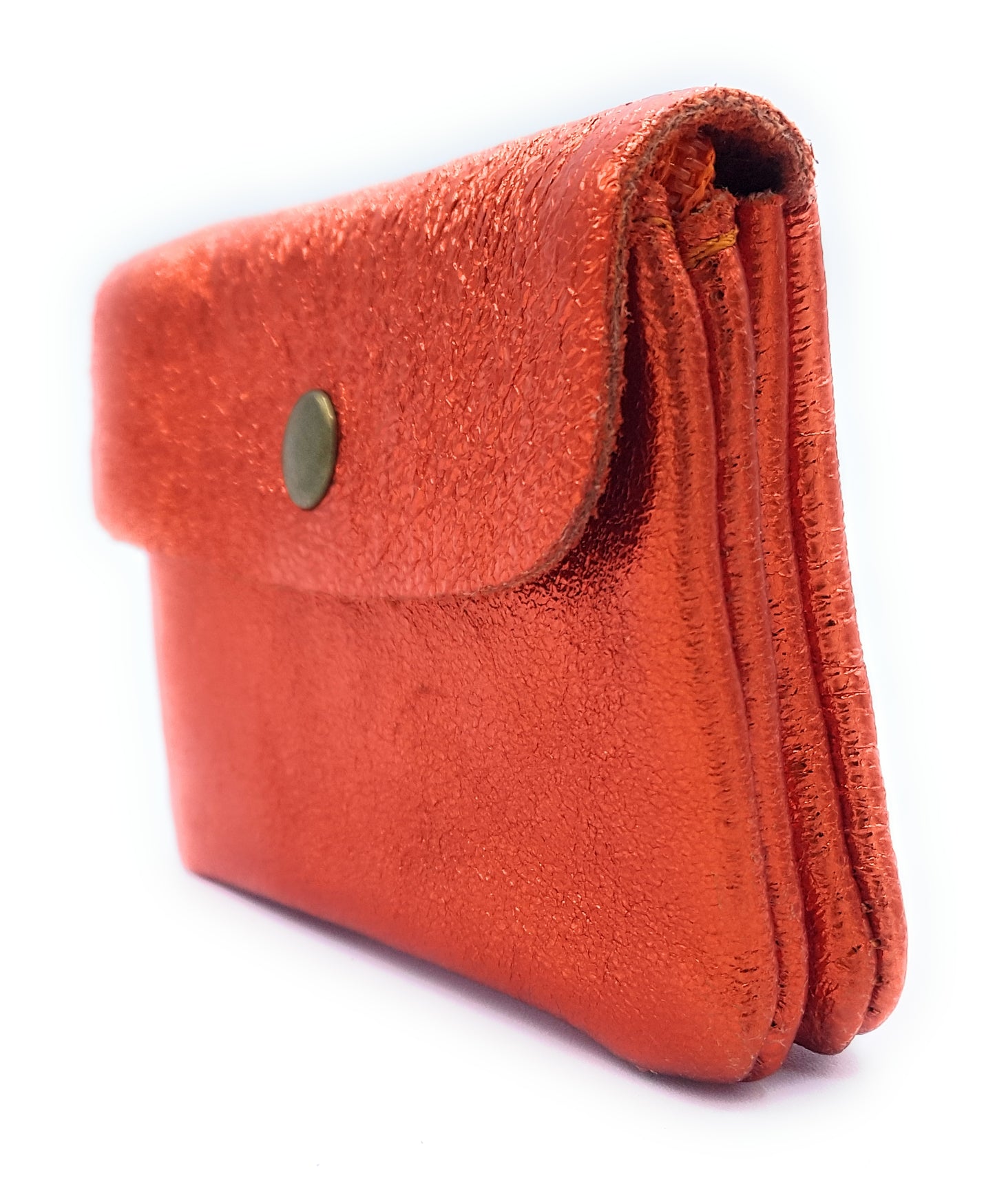 Aponi iridescent leather purse ~ Orange