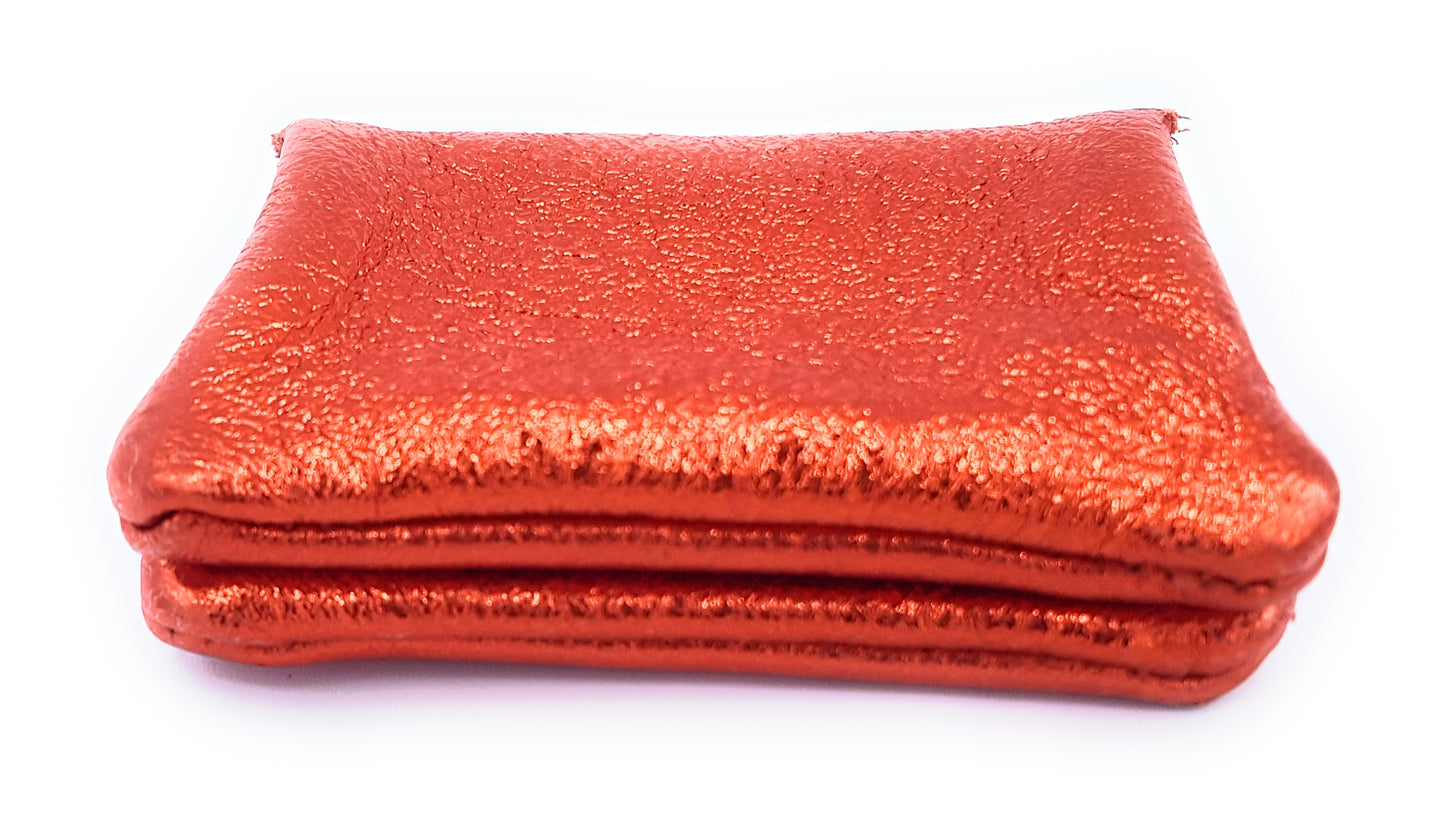 Aponi iridescent leather purse ~ Orange