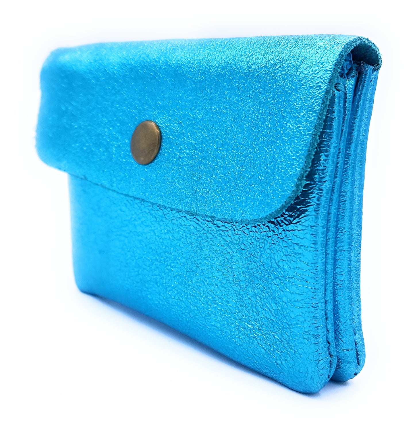 Aponi iridescent leather purse ~ Turquoise
