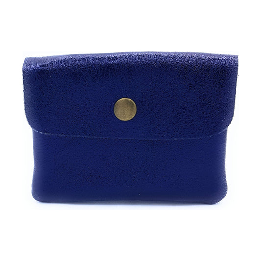 Porte-monnaie Aponi cuir irisé ~ Bleu marine