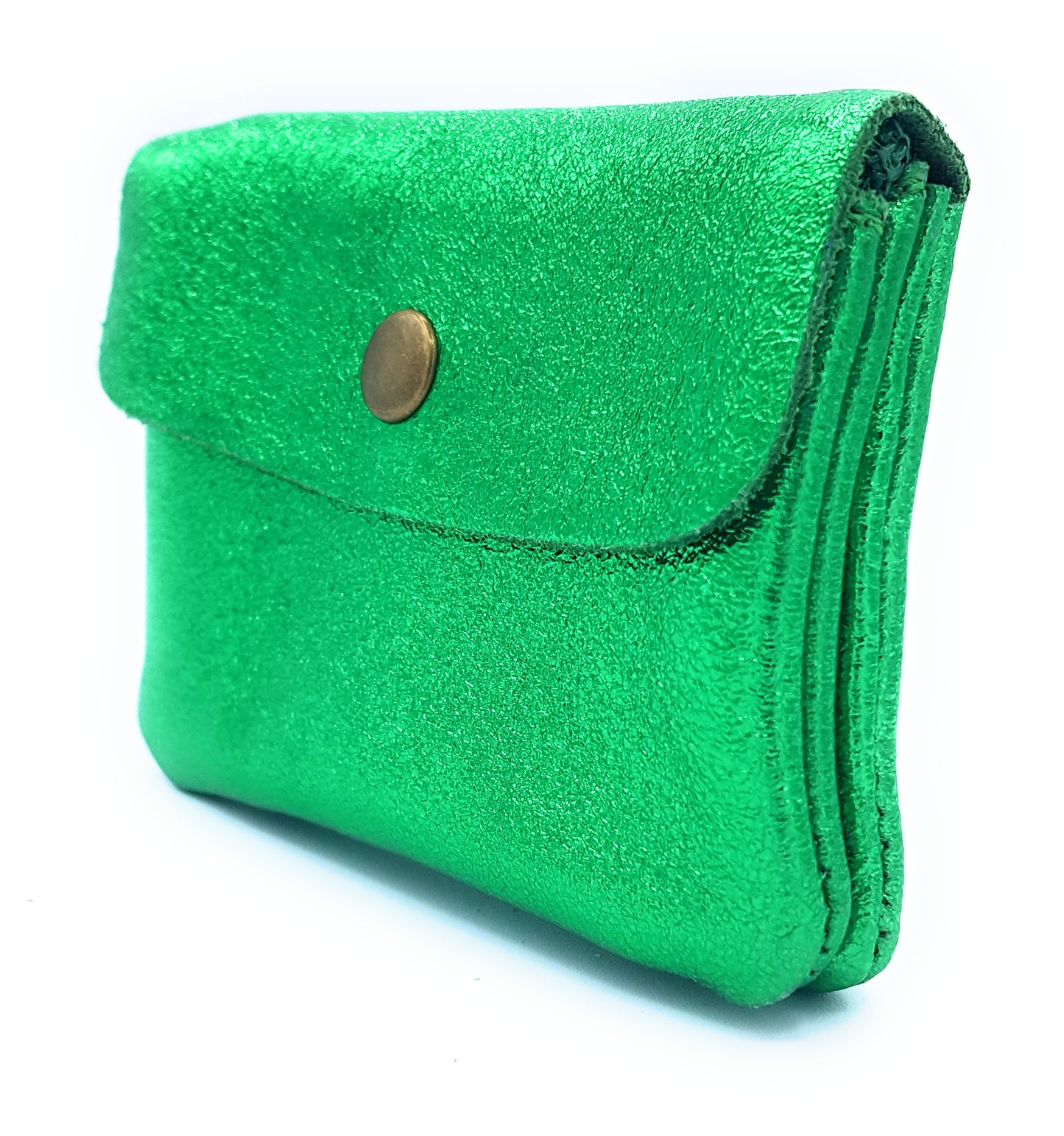 Aponi iridescent leather purse ~ Emerald green