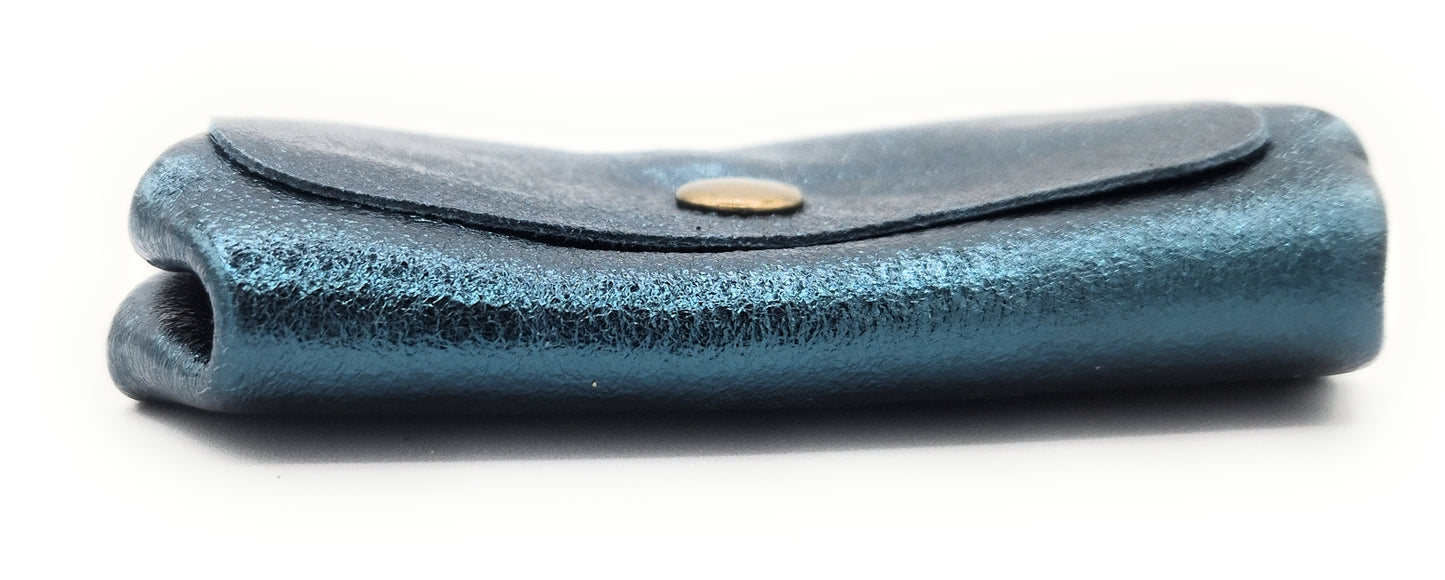 Etania Iridescent Leather Purse ~ Duck Blue 