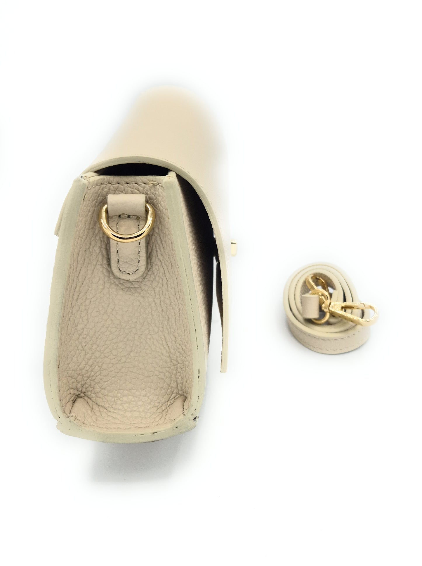 Paco Leather Half Moon Shoulder Bag ~ Beige