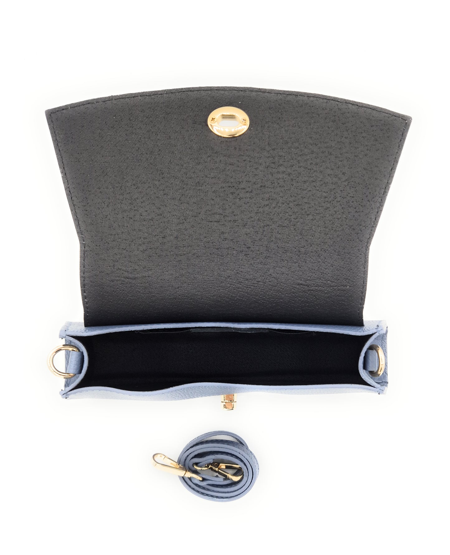 Paco Leather Half Moon Shoulder Bag ~ Sky Blue