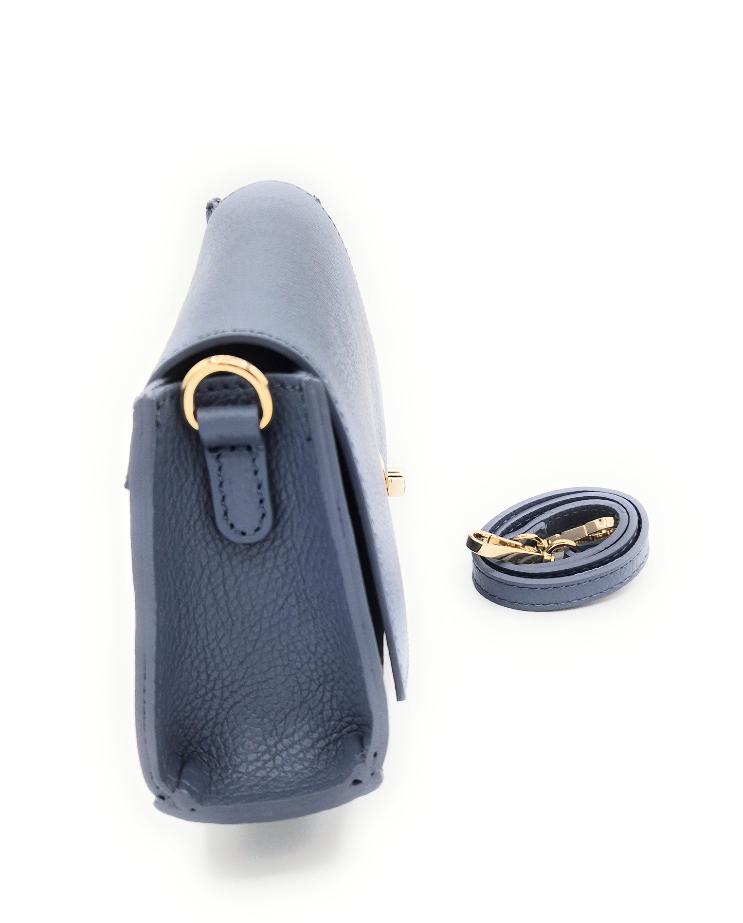 Paco Leather Half Moon Shoulder Bag ~ Sky Blue