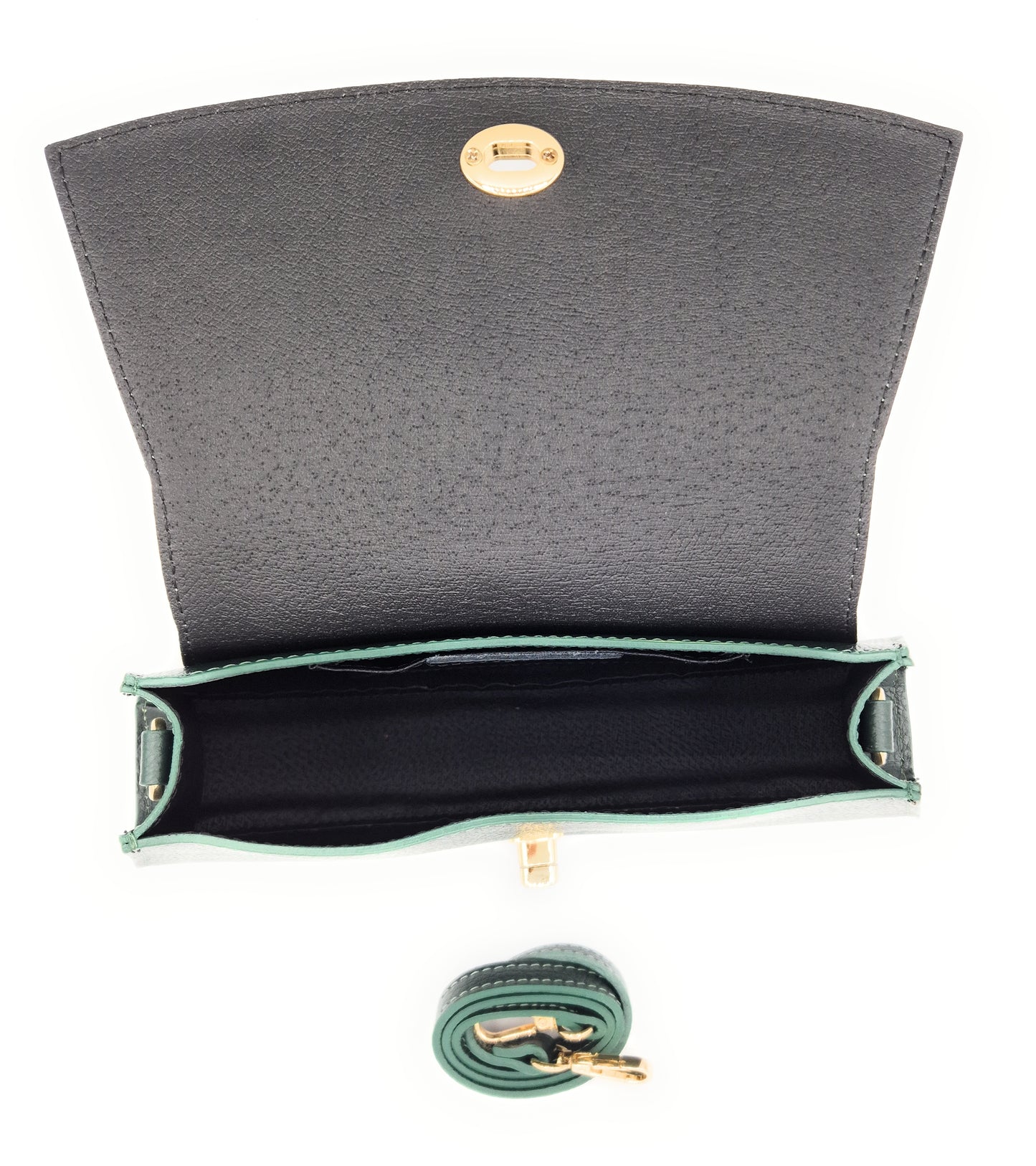 Sac à bandoulière demi-lune en cuir Paco ~ Vert sapin