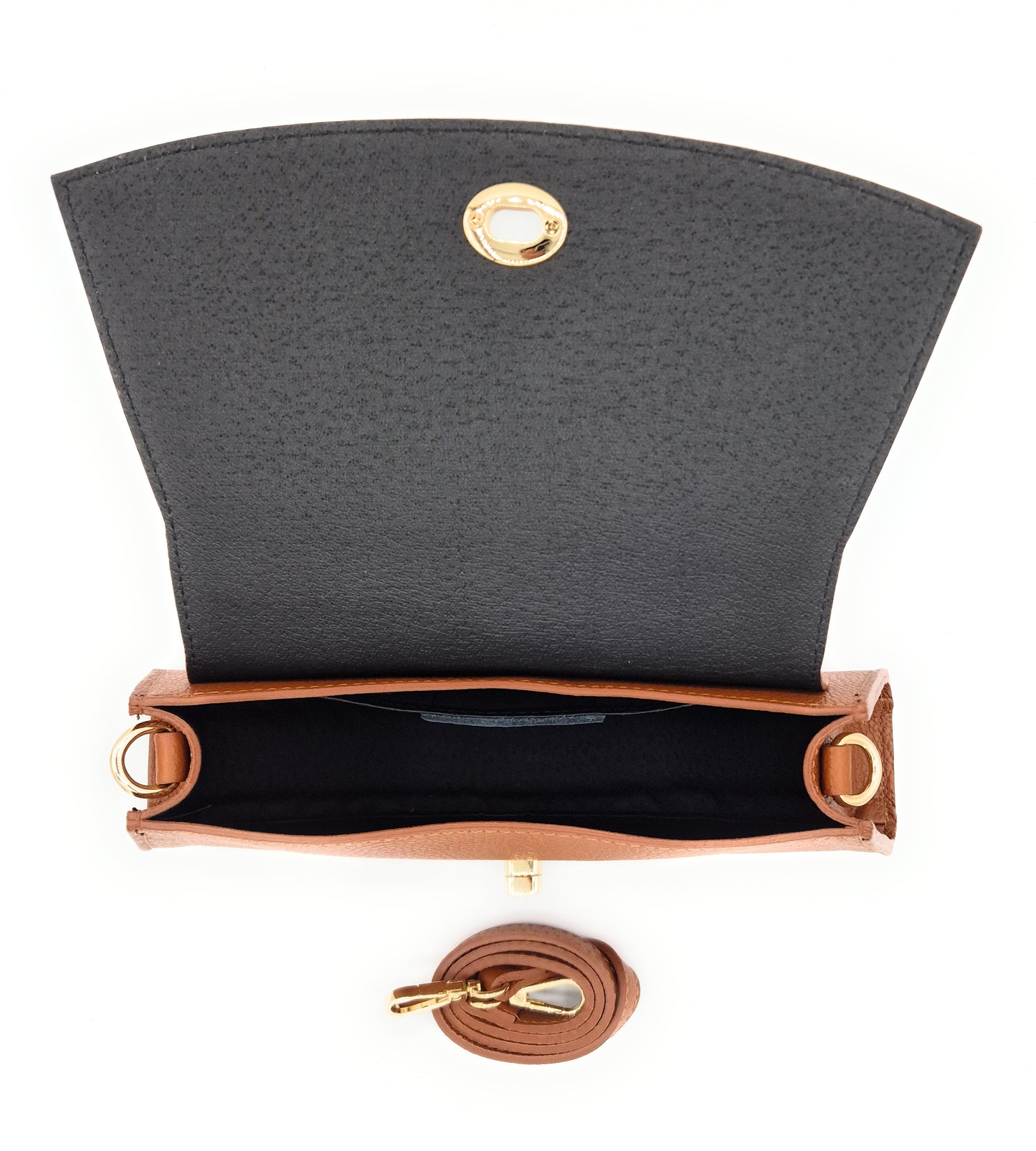 Paco Leather Half Moon Shoulder Bag ~ Camel