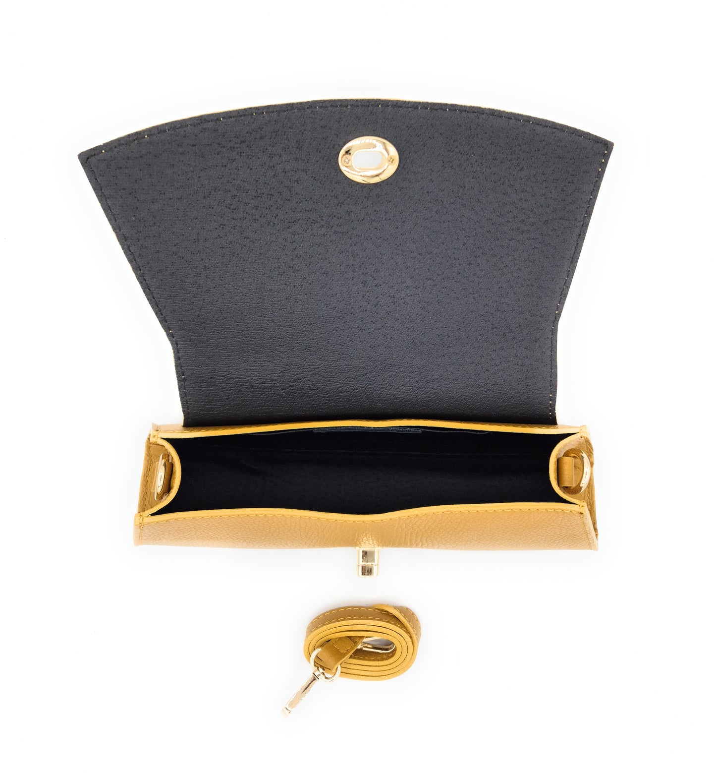 Paco Leather Half Moon Shoulder Bag ~ Ochre Yellow