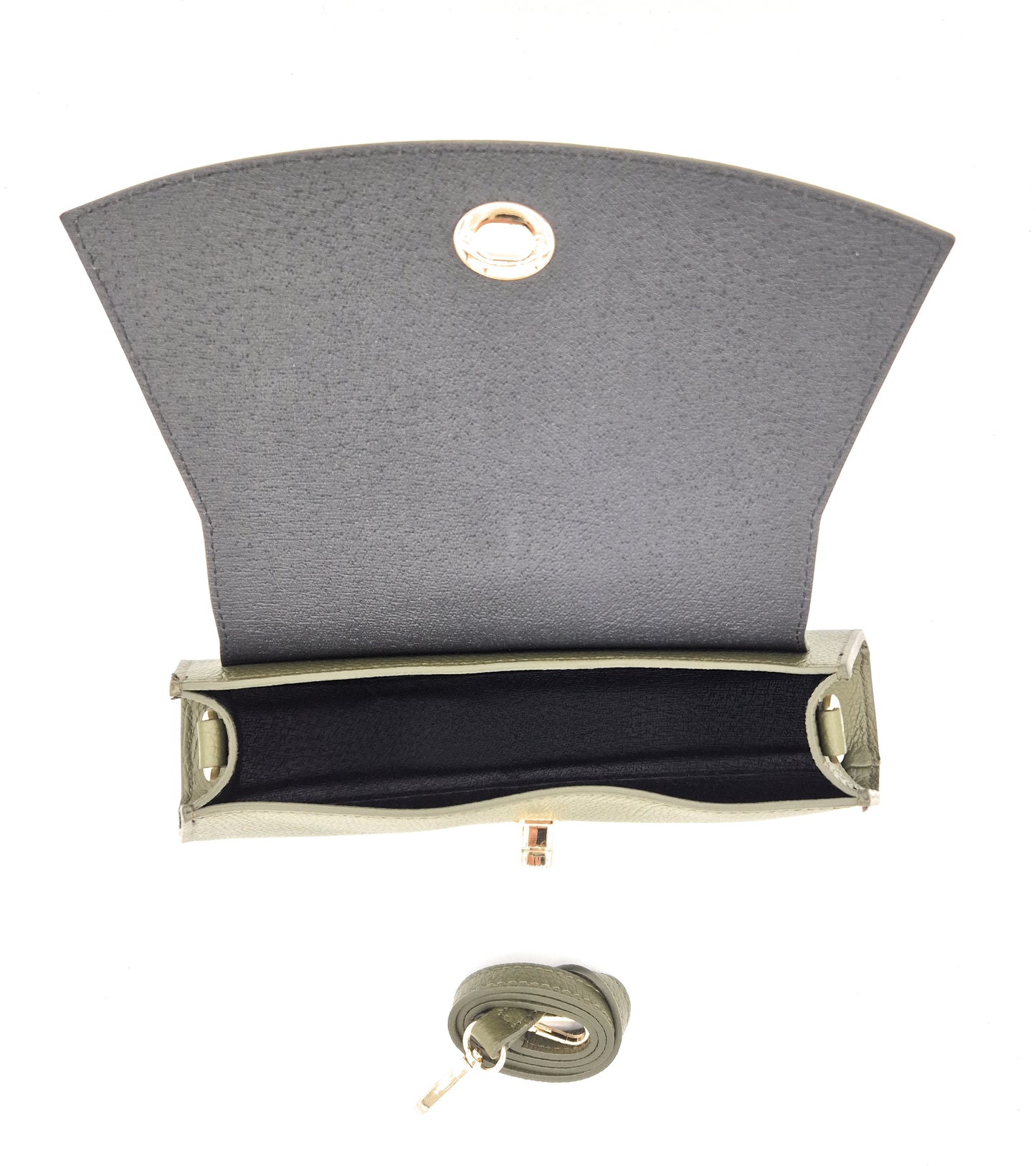 Paco Leather Half Moon Shoulder Bag ~ Khaki