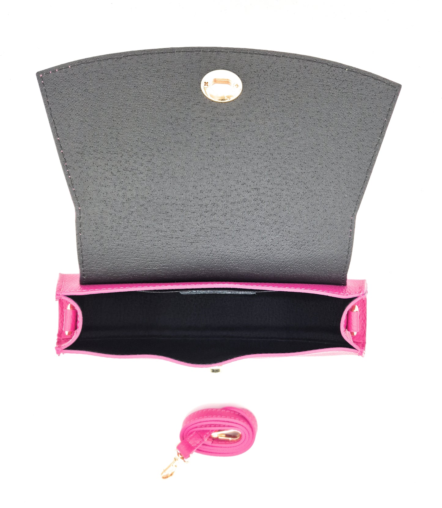 Paco Leather Half Moon Shoulder Bag ~ Fushia