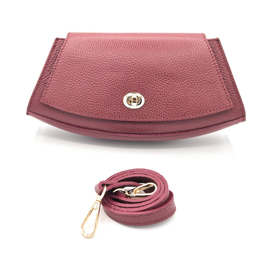 Paco Leather Half Moon Shoulder Bag ~ Bordeaux