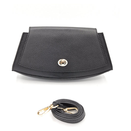 Paco Leather Half Moon Shoulder Bag ~ Black