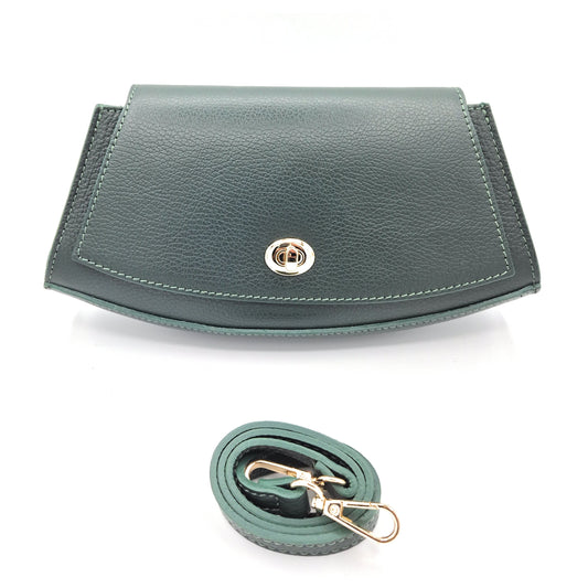 Paco Leather Half Moon Shoulder Bag ~ Fir Green