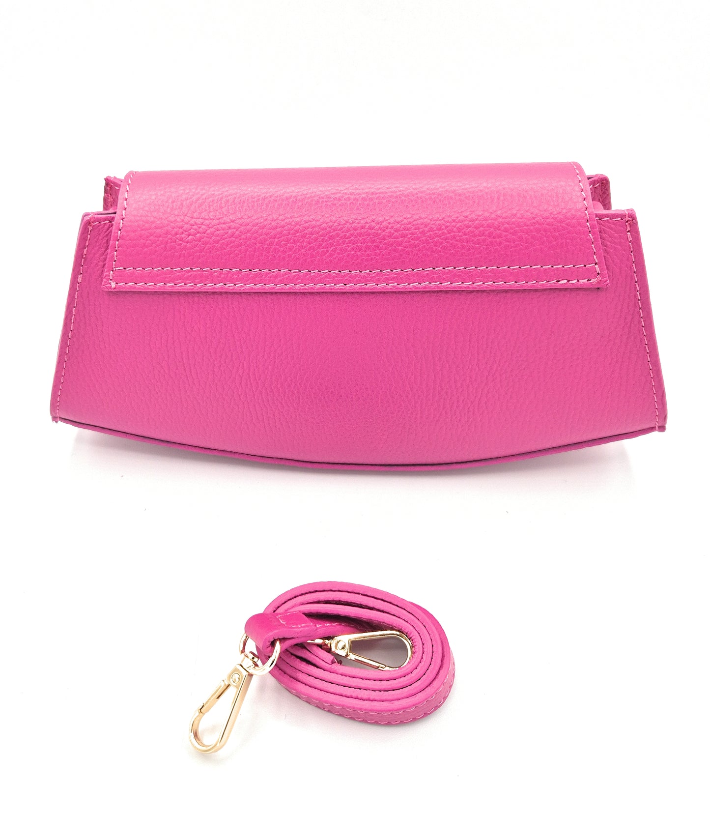Paco Leather Half Moon Shoulder Bag ~ Fushia