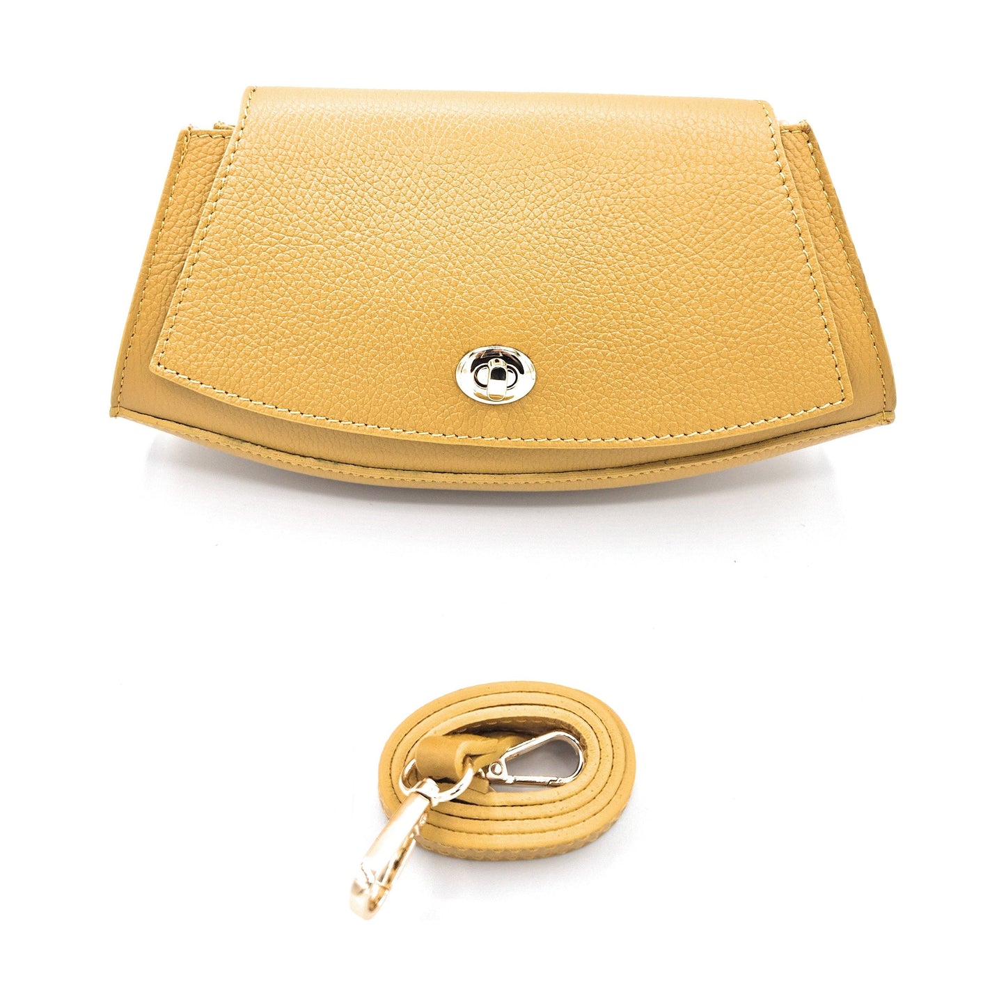 Paco Leather Half Moon Shoulder Bag ~ Ochre Yellow