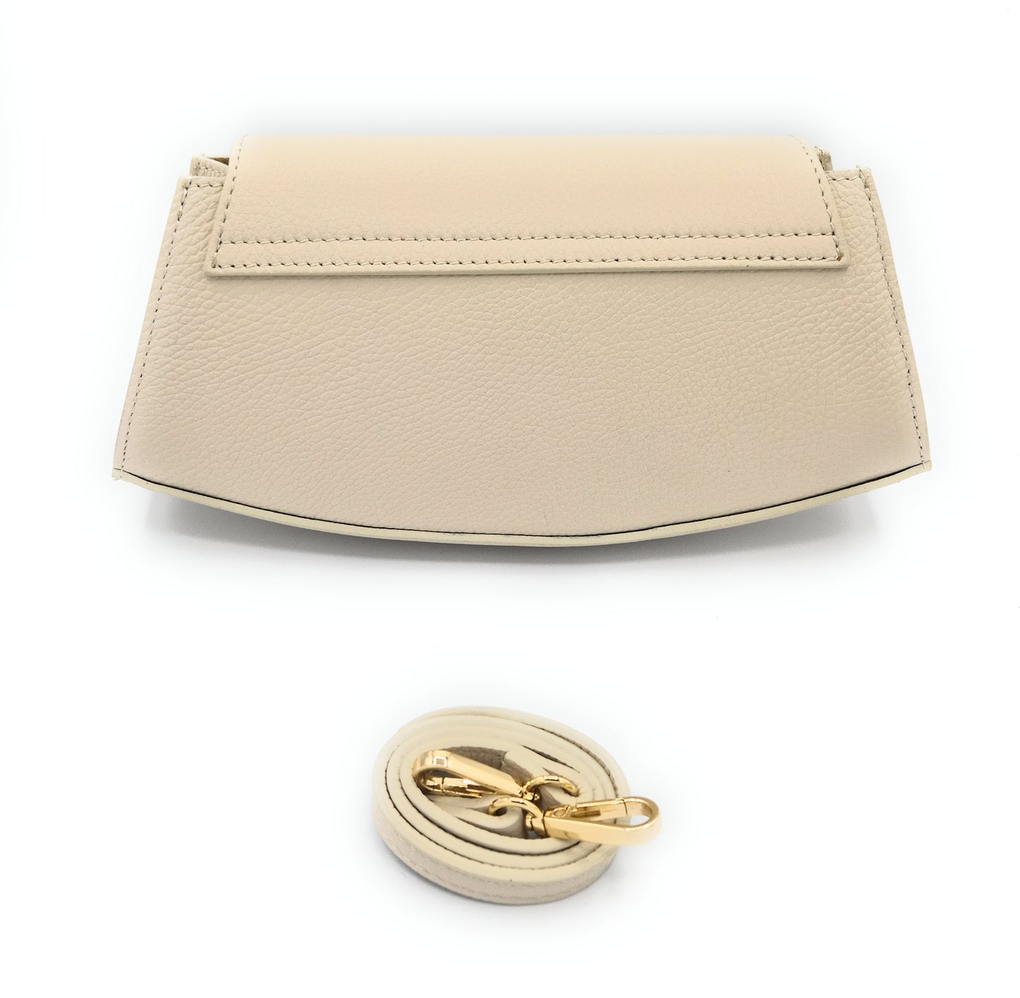 Paco Leather Half Moon Shoulder Bag ~ Beige