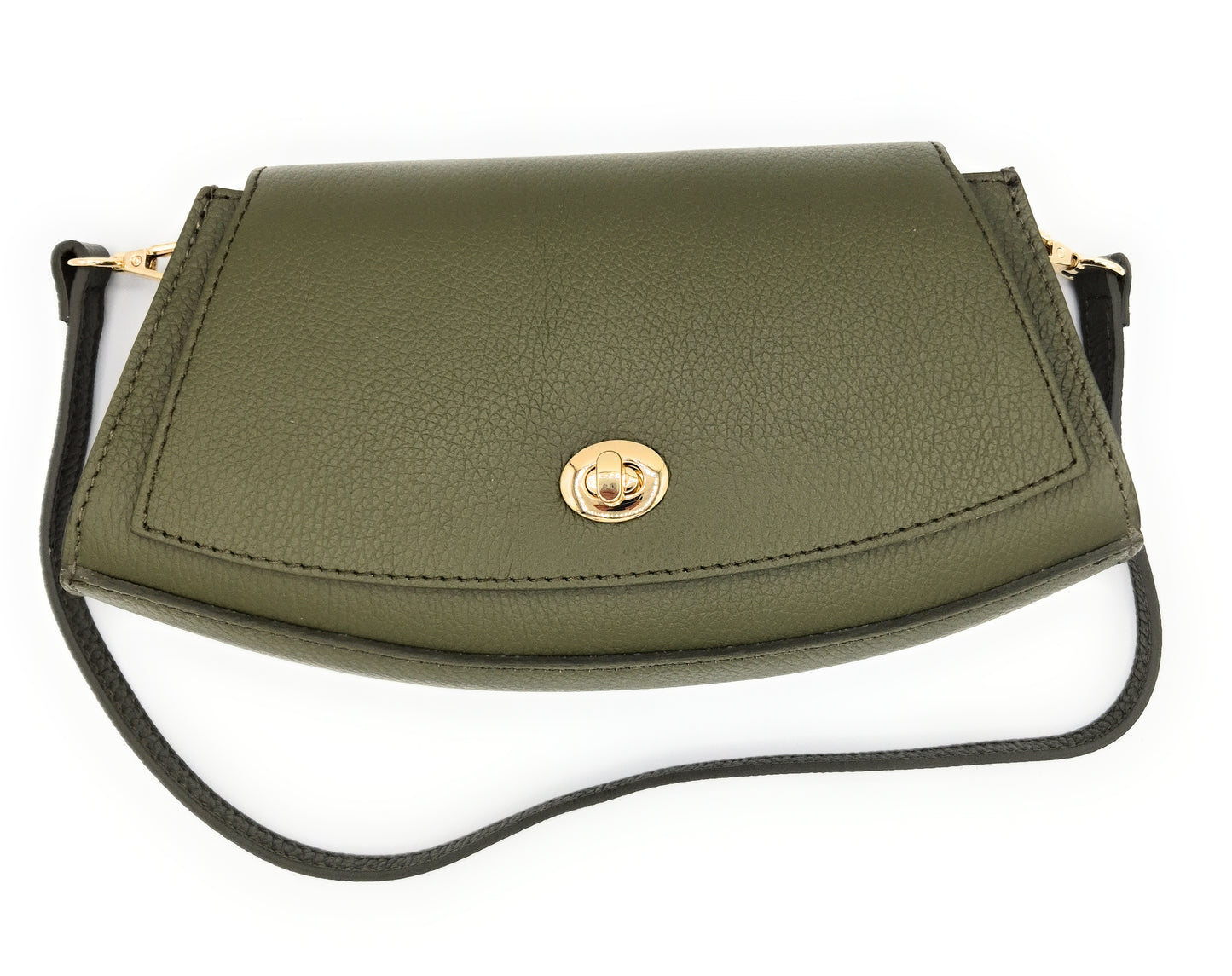 Paco Leather Half Moon Shoulder Bag ~ Khaki