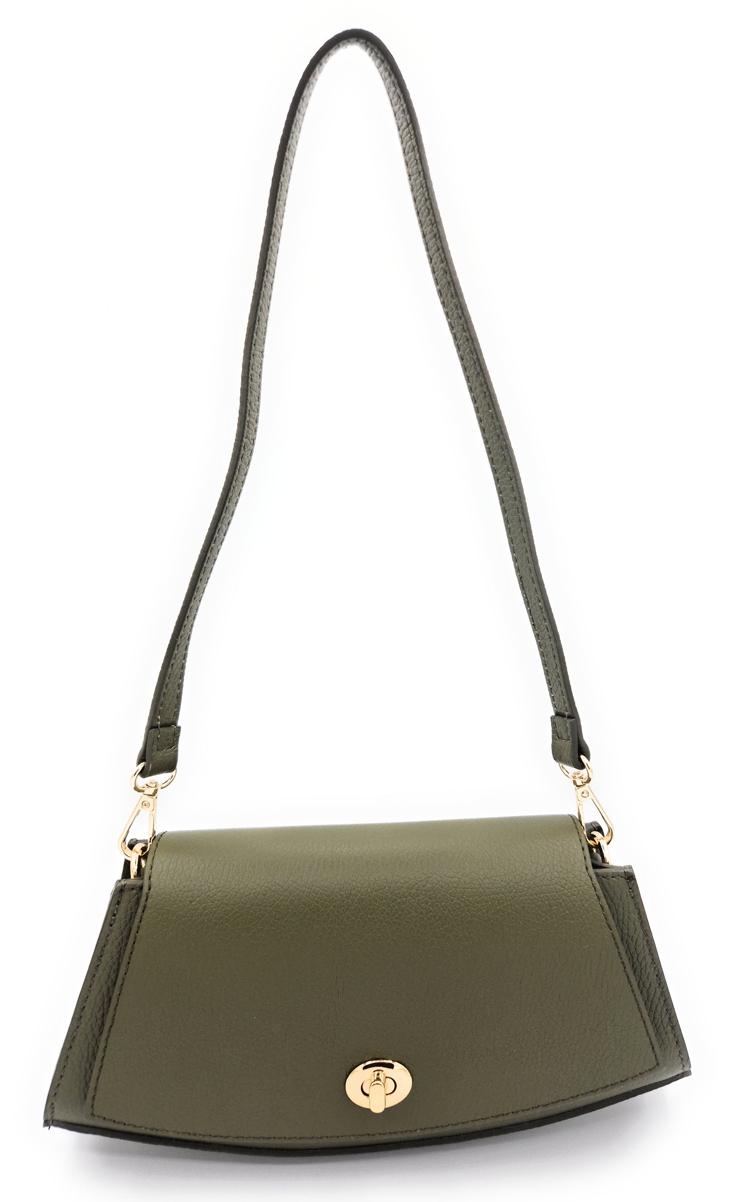 Paco Leather Half Moon Shoulder Bag ~ Khaki