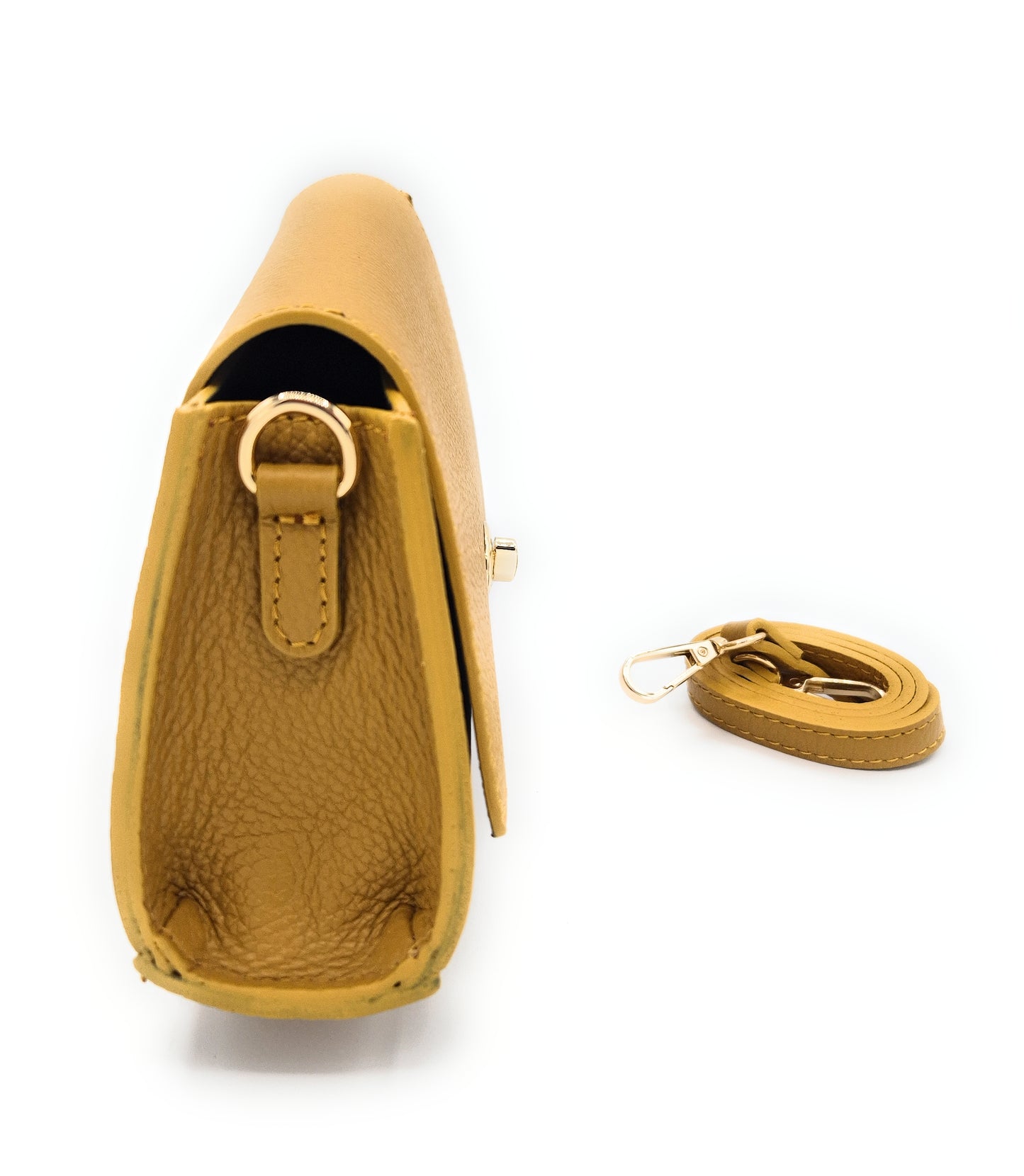 Paco Leather Half Moon Shoulder Bag ~ Ochre Yellow