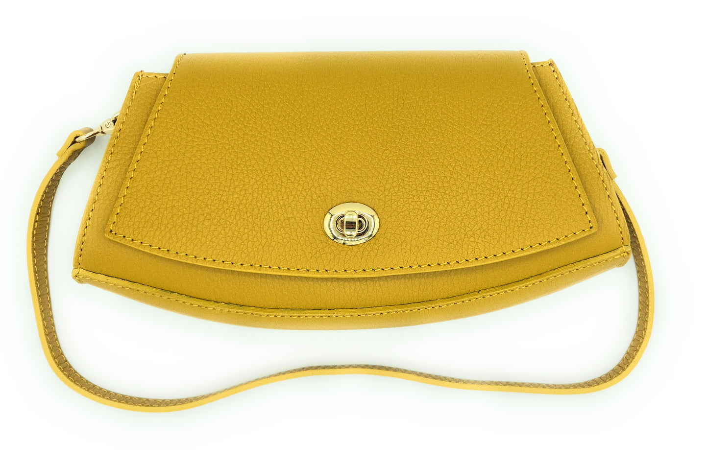 Paco Leather Half Moon Shoulder Bag ~ Ochre Yellow