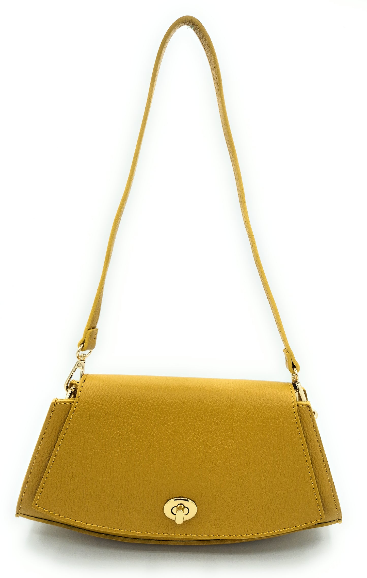 Paco Leather Half Moon Shoulder Bag ~ Ochre Yellow