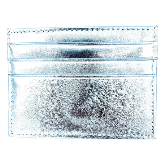 Istu iridescent leather card holder ~ Silver