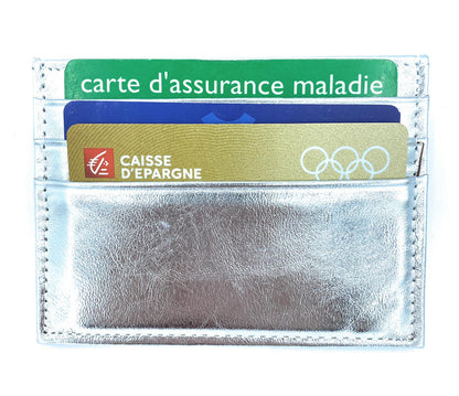 Istu iridescent leather card holder ~ Silver