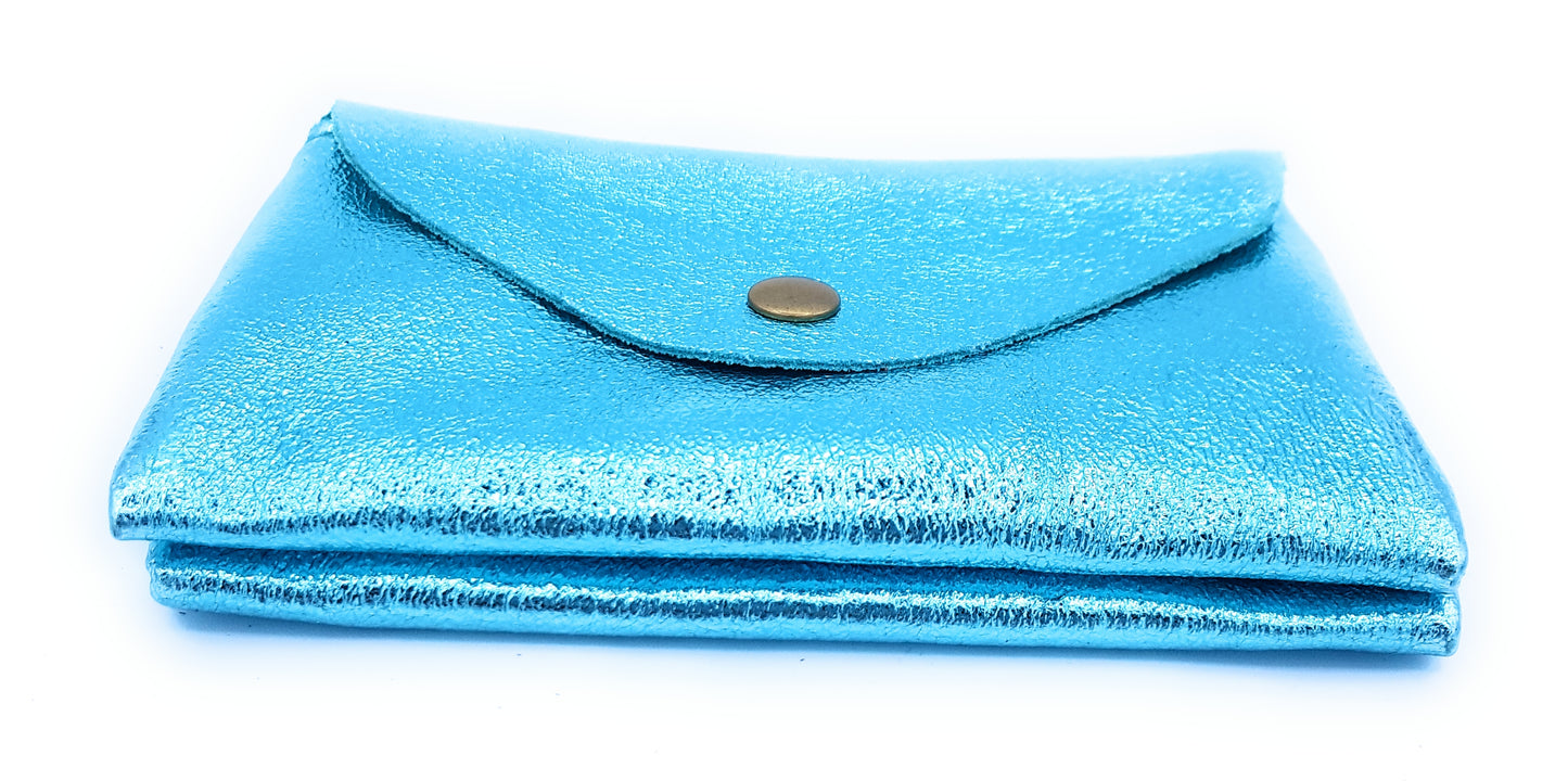 Porte-monnaie Aquene en cuir irisé Turquoise