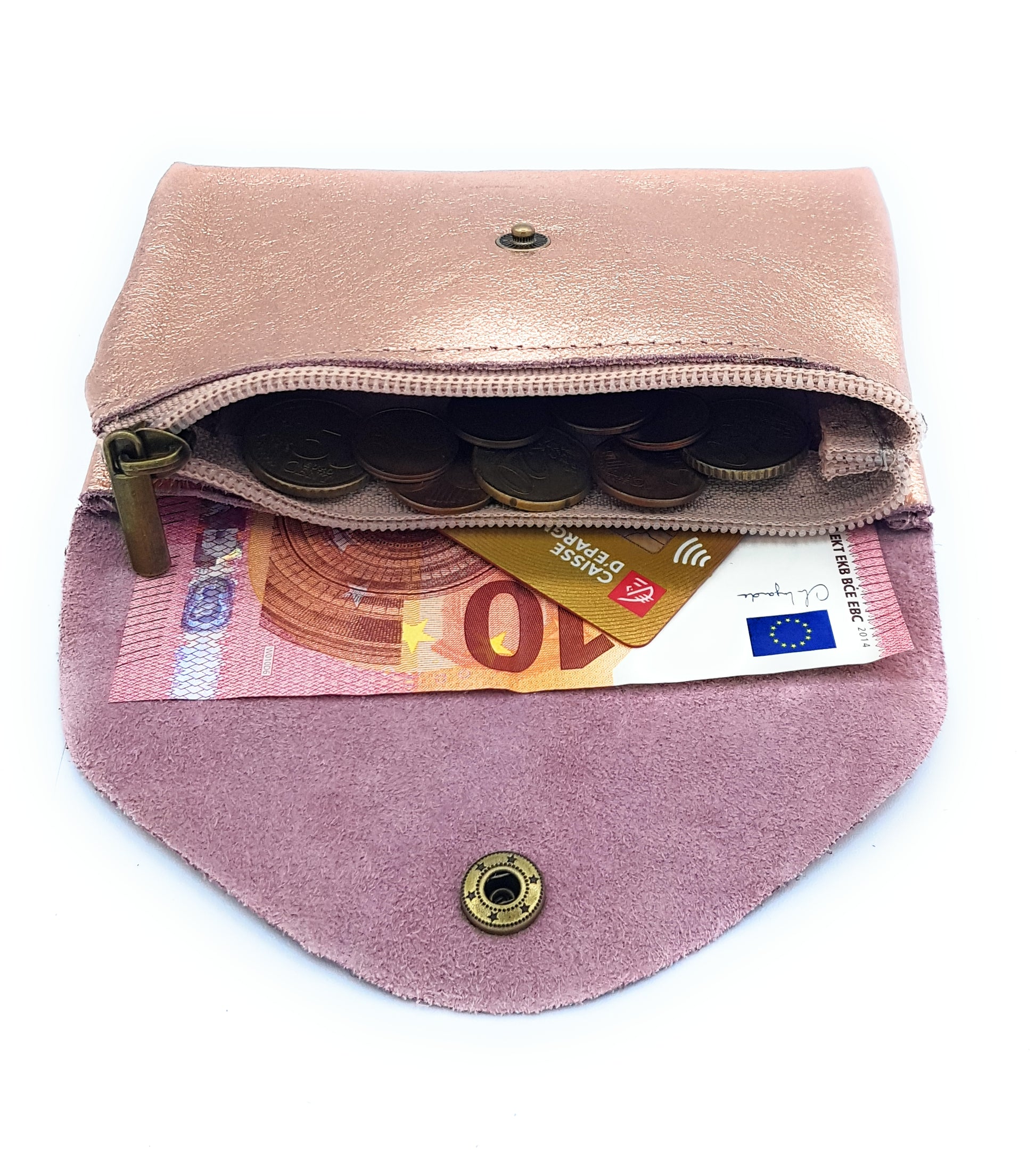 Porte-monnaie Aquene en cuir irisé Champagne