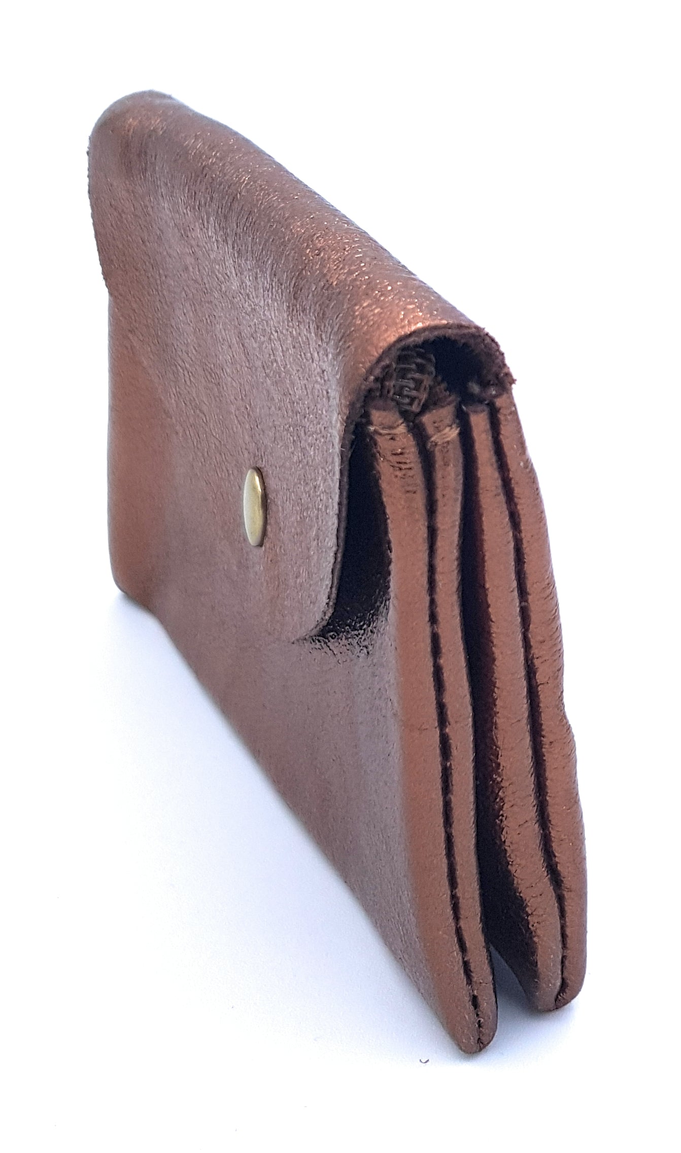 Porte-monnaie Aquene en cuir irisé Marron cuivré