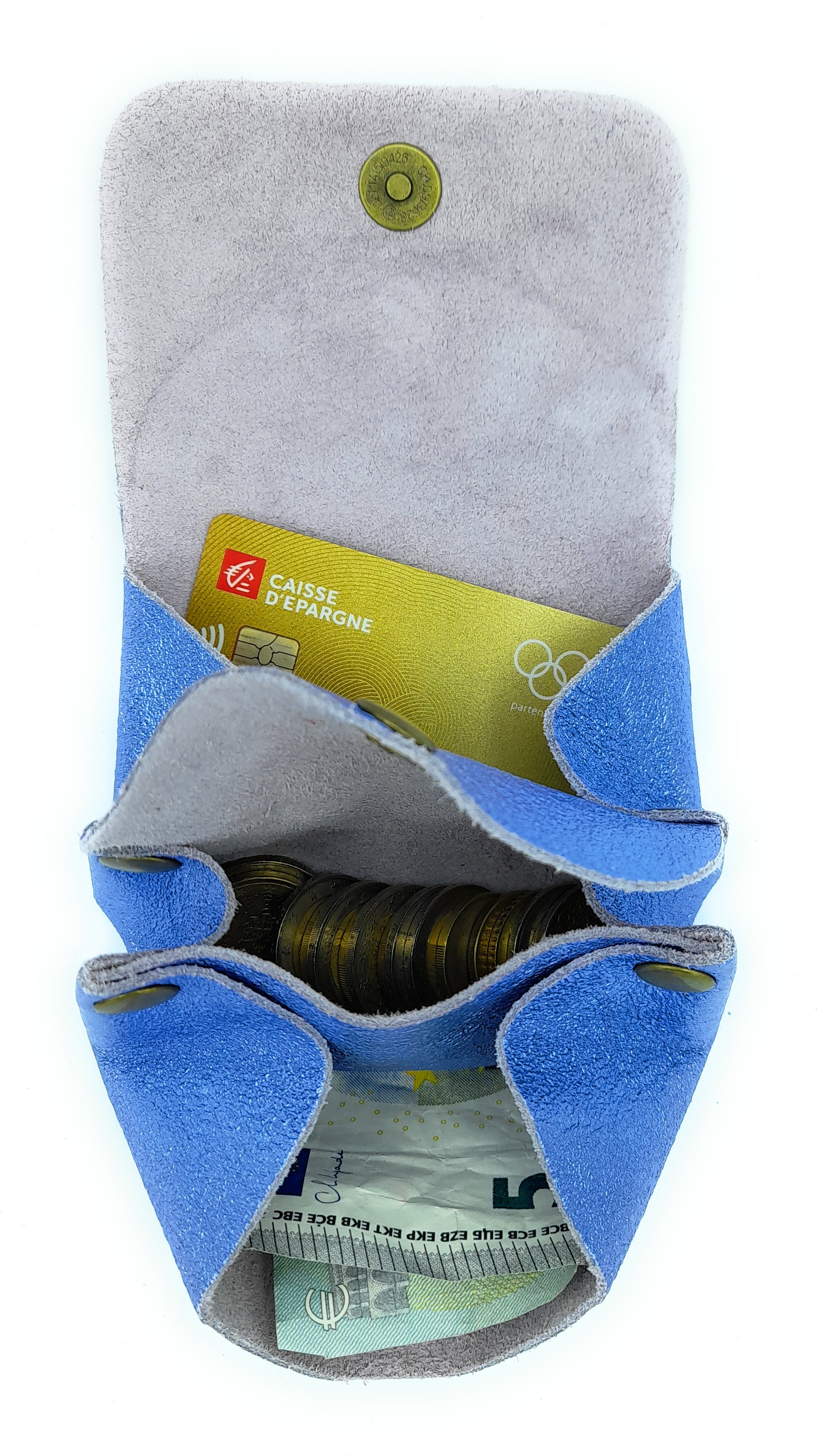 Porte-monnaie Etania en cuir irisé Lavande