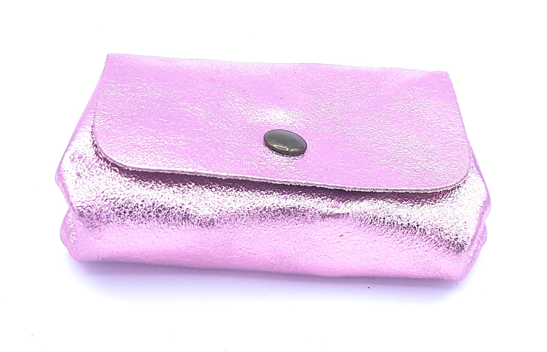 Porte-monnaie Etania en cuir irisé Rose pâle