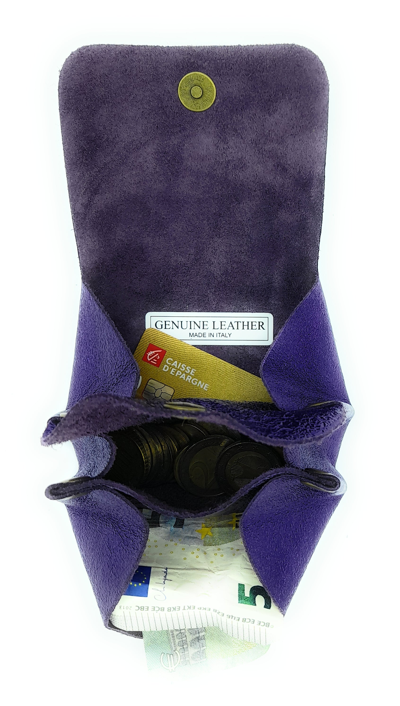 Porte-monnaie Etania en cuir irisé Violet
