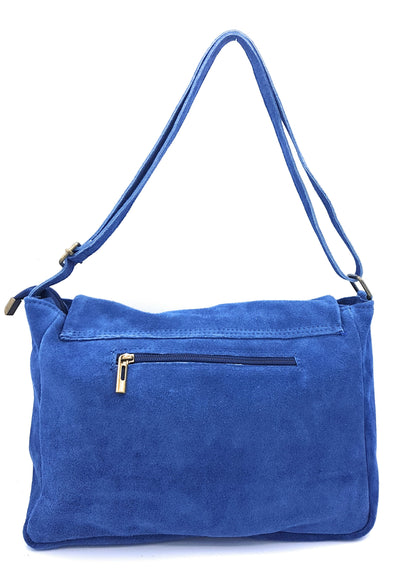 Sac besace Sahale en cuir suèdé ~ Bleu jean
