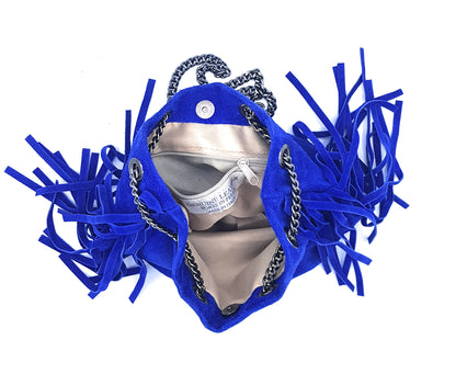 Sac bourse Anoki en cuir suèdé Bleu royal