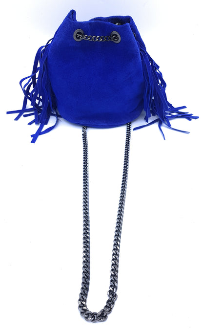 Sac bourse Anoki en cuir suèdé Bleu royal