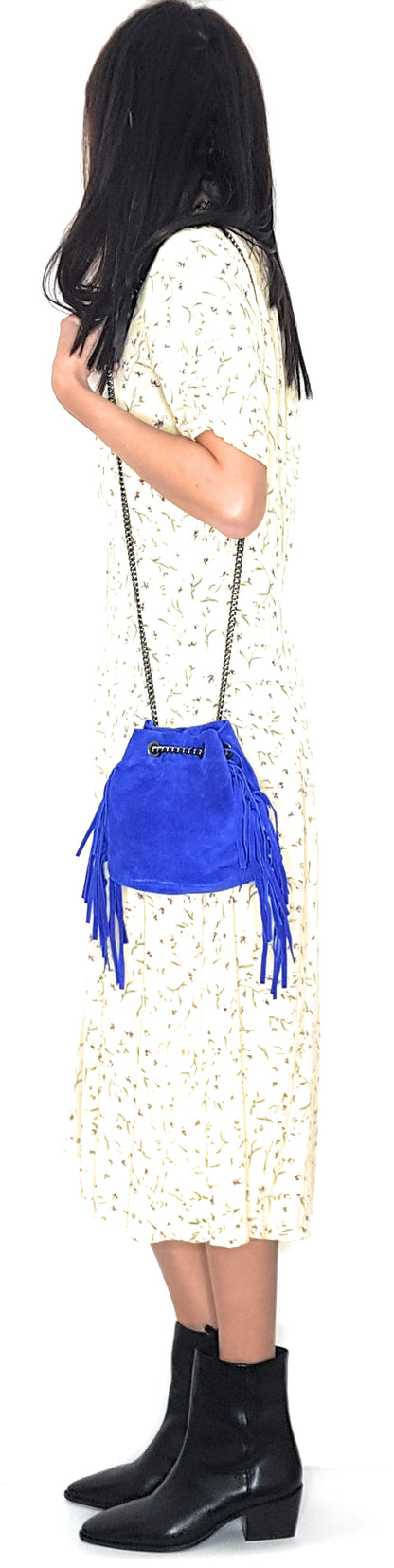 Sac bourse Anoki en cuir suèdé Bleu royal