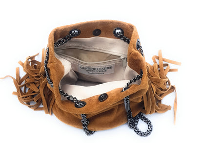 Sac bourse Anoki en cuir suèdé Camel