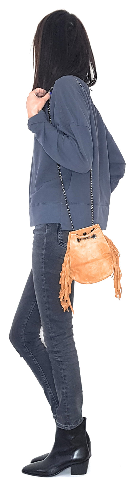 Sac bourse Anoki en cuir suèdé Camel