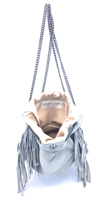 Sac bourse Anoki en cuir suèdé Gris