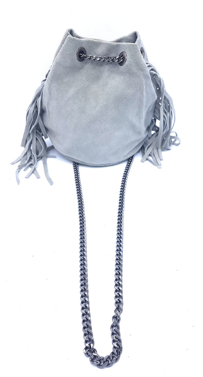 Sac bourse Anoki en cuir suèdé Gris