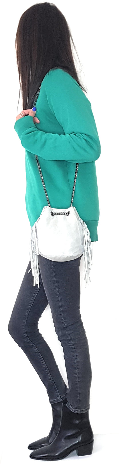 Sac bourse Anoki en cuir suèdé Gris