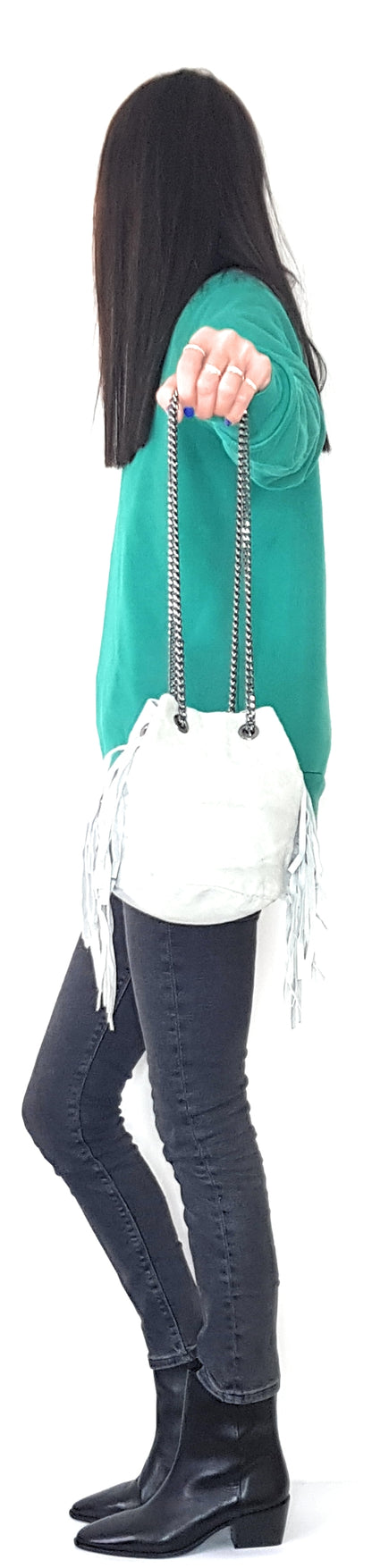 Sac bourse Anoki en cuir suèdé Gris