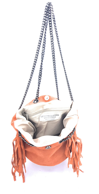 Sac bourse Anoki en cuir suèdé Orange